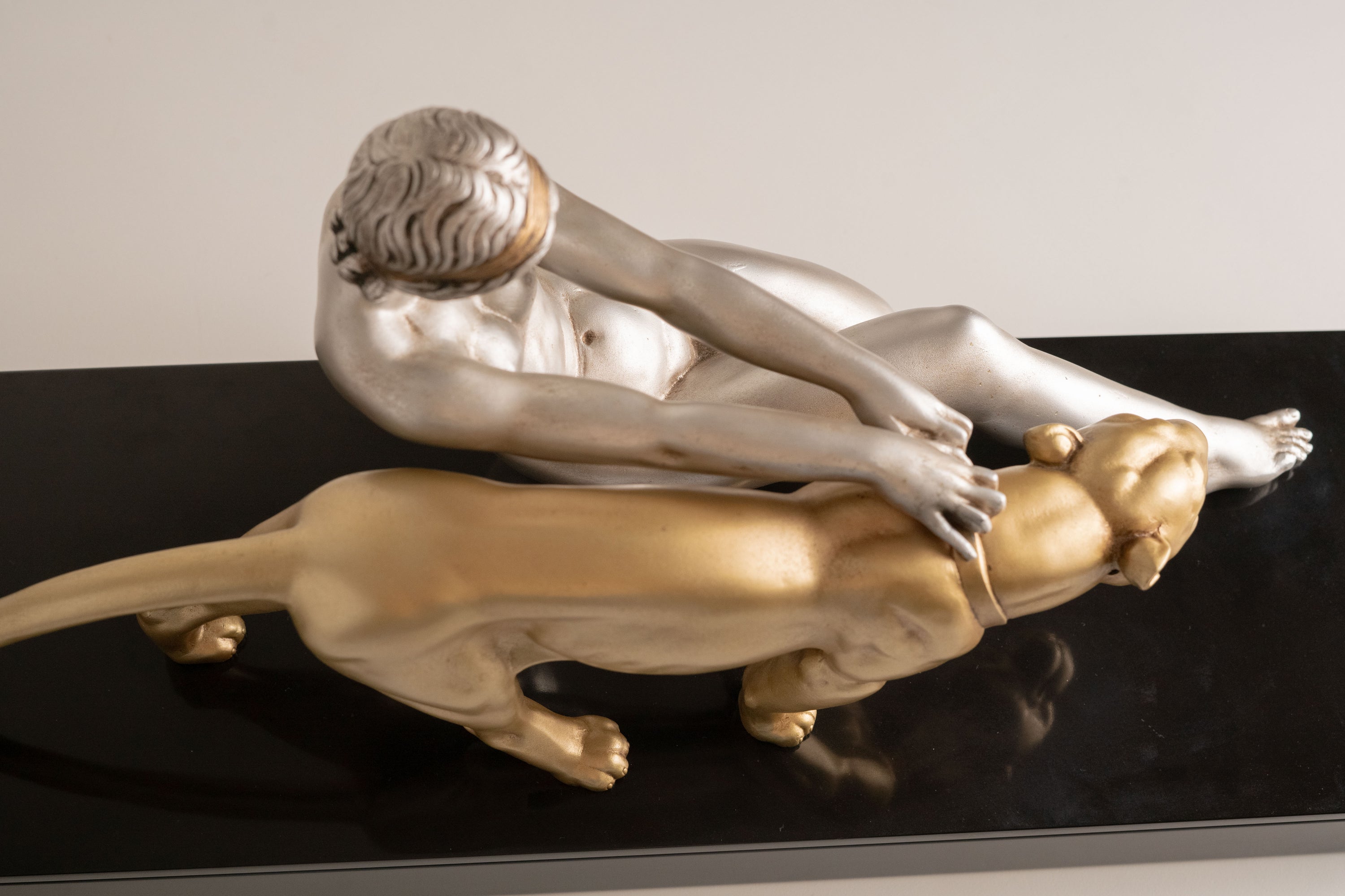 Alexandre Ouline - Large Statue - Woman with Panther - Art Deco