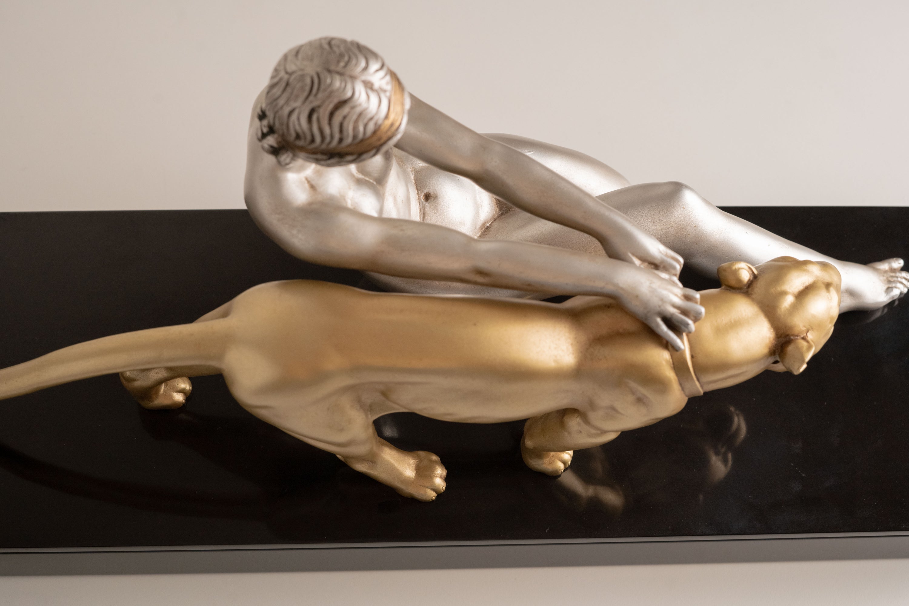 Alexandre Ouline - Large Statue - Woman with Panther - Art Deco